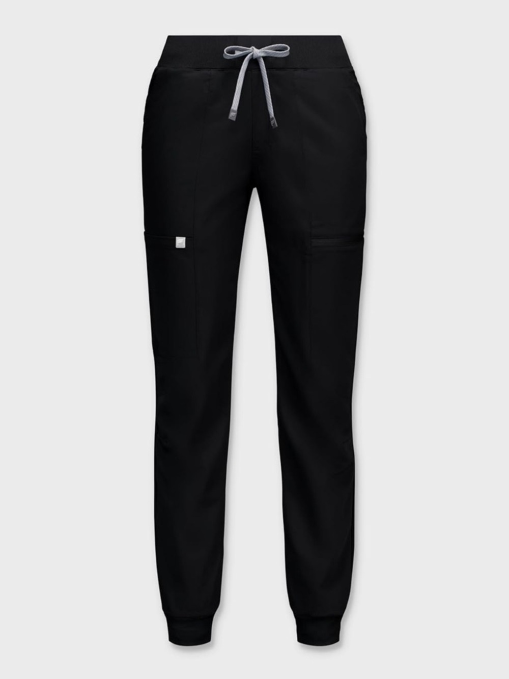 Fabletics Black Jogger Scrubs with Gray Drawstring
